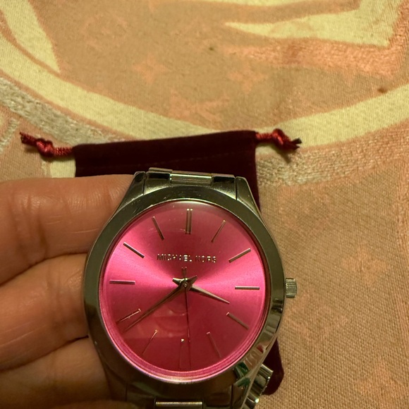 Michael Kors Pink and Silver Women's Watch - Picture 3 of 8